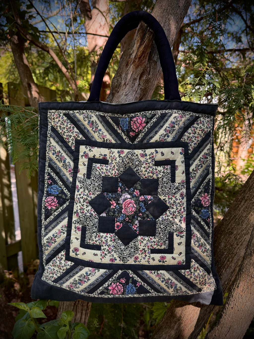 Midnight Garden Patchwork Tote