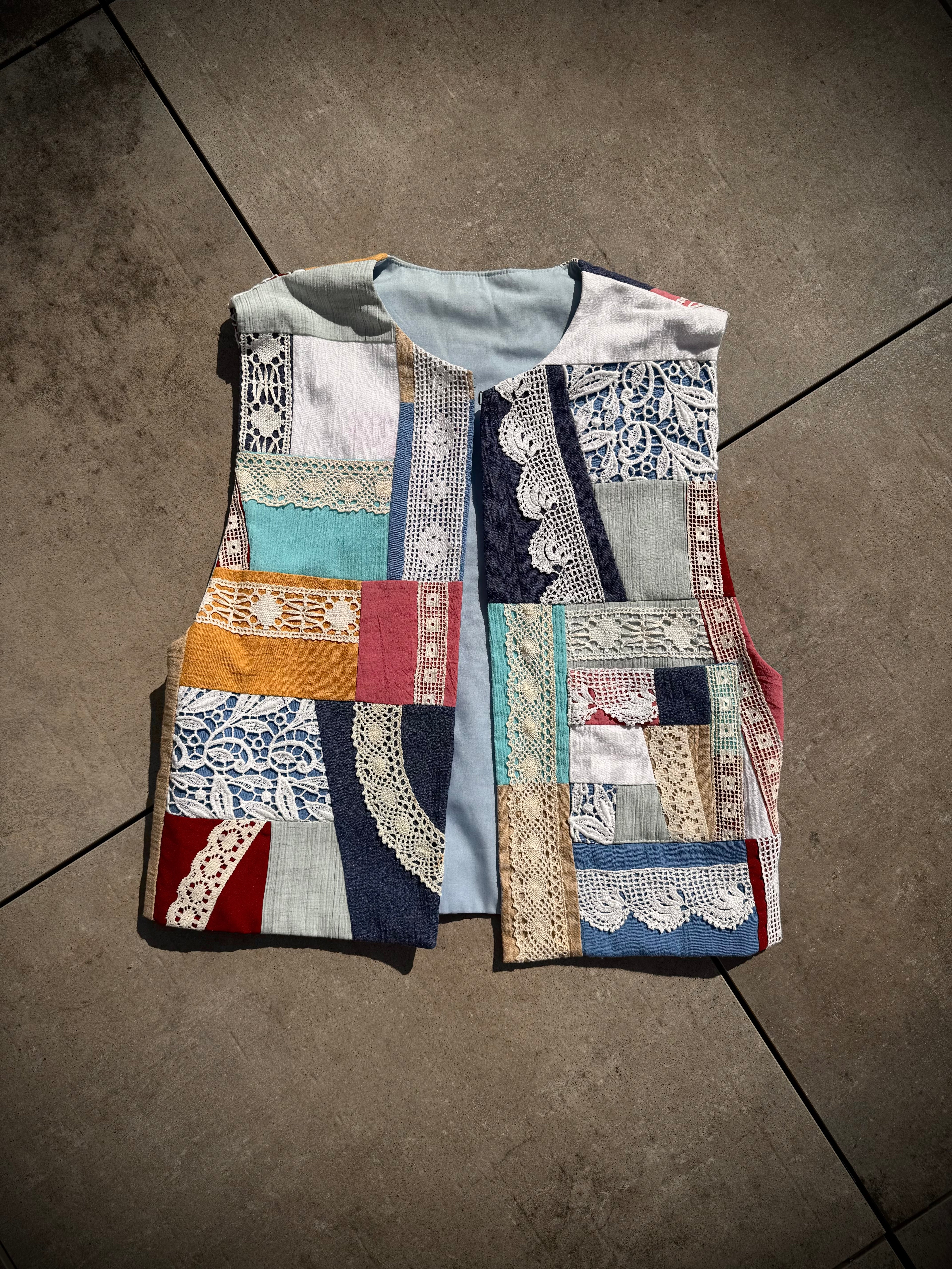 Handmade Patchwork Lace Vest | Med/Large