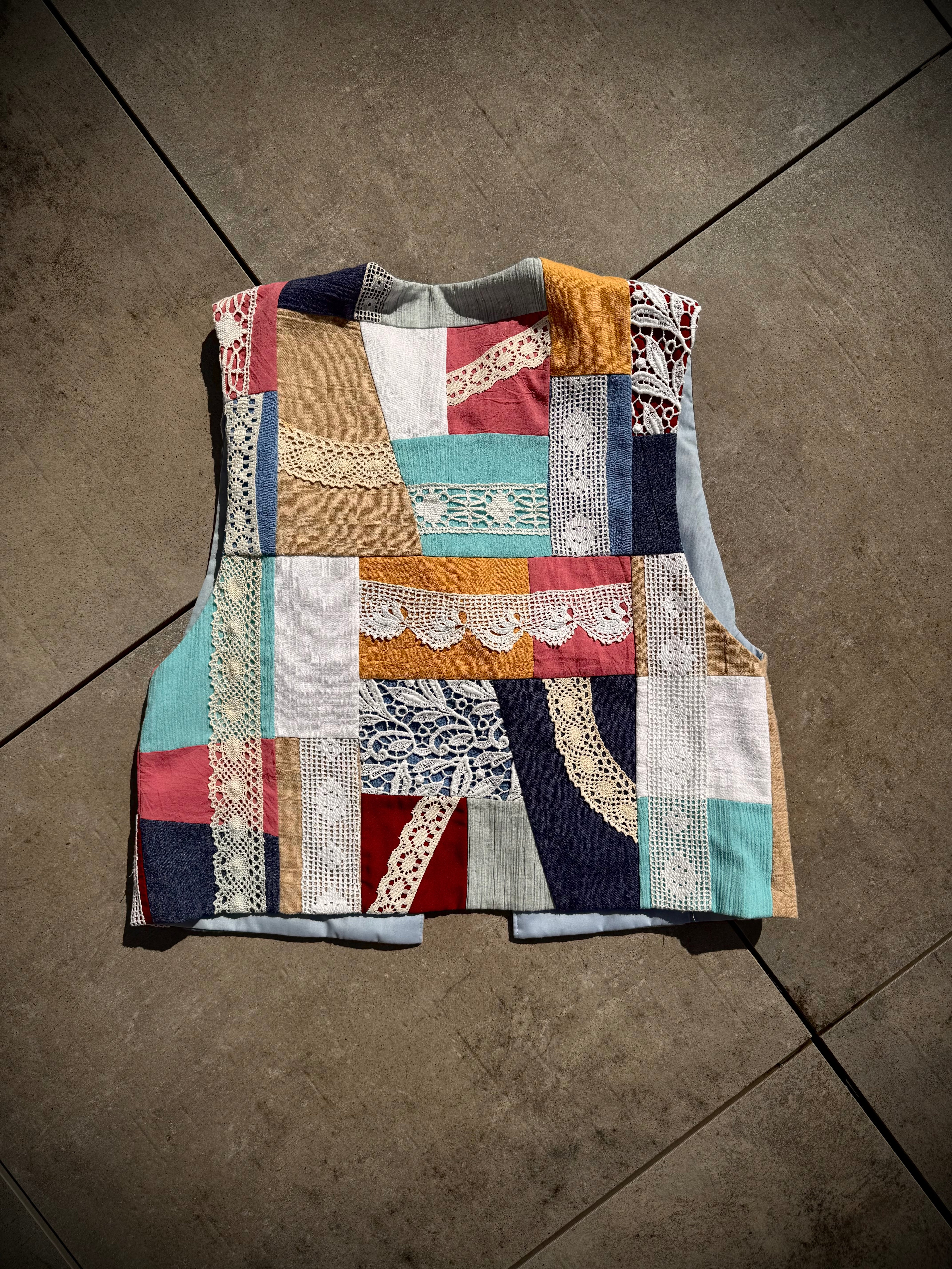 Handmade Patchwork Lace Vest | Med/Large