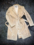 Vintage Embroidered Suede Tie Coat | Medium
