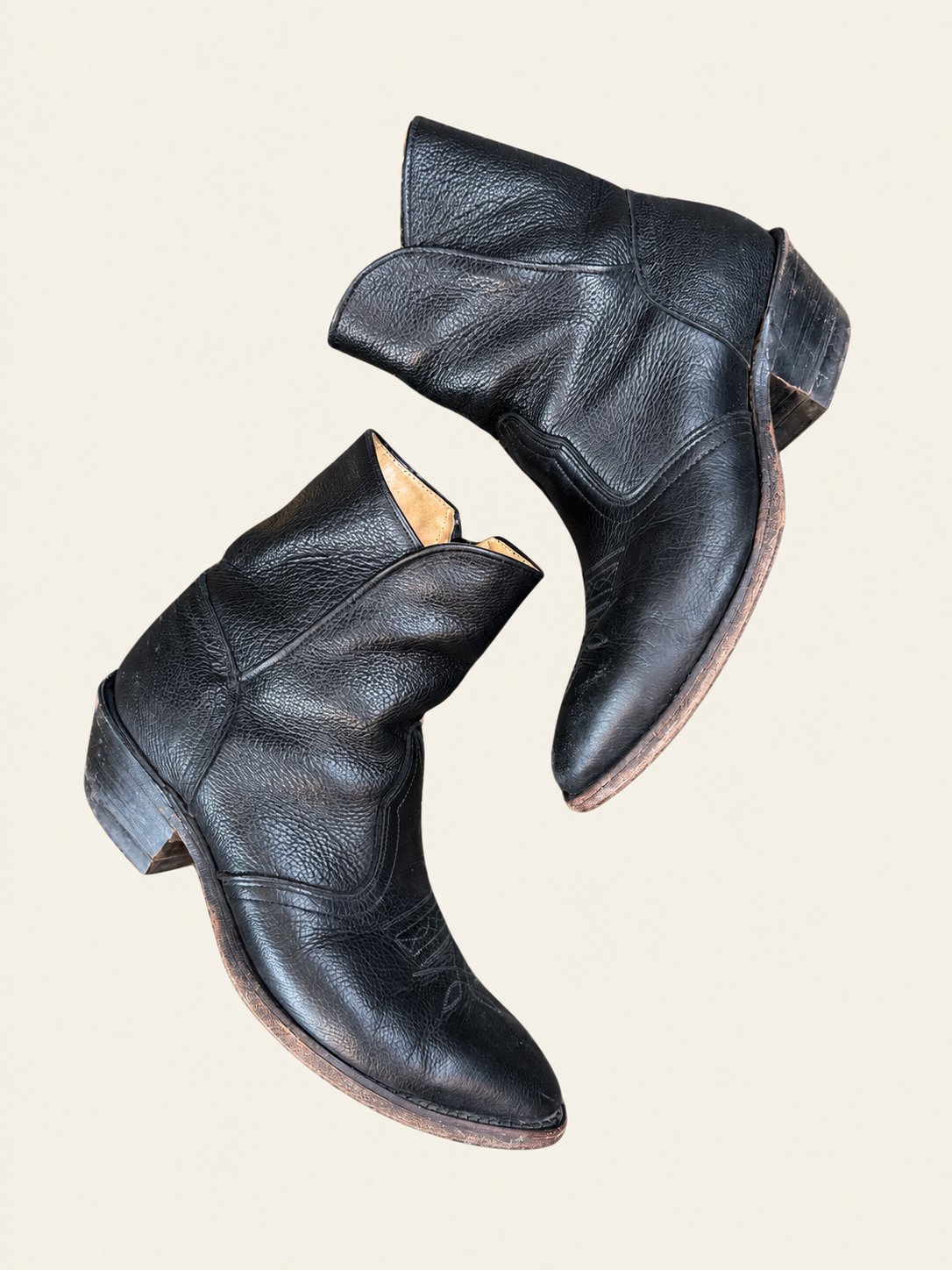 Boulet Black Leather Western Ankle Boots | Women’s 9.5 Wide | Men’s 7.5 Wide