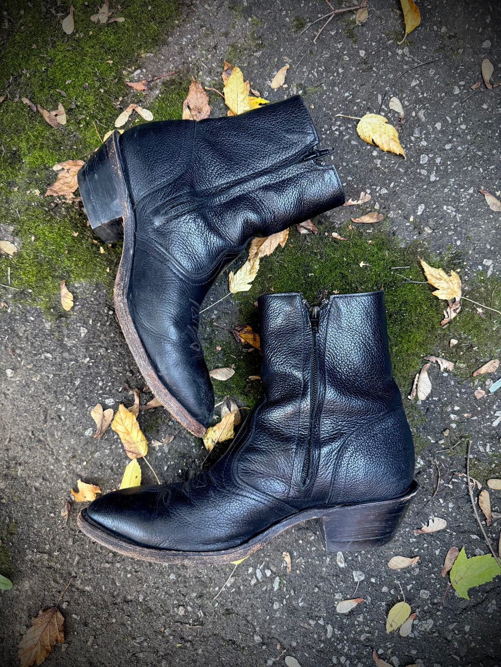 Boulet Black Leather Western Ankle Boots | Women’s 9.5 Wide | Men’s 7.5 Wide