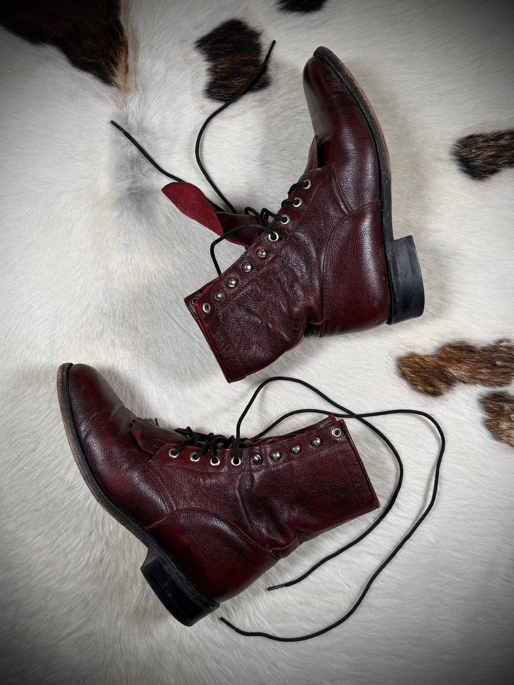 Vintage Oxblood Lace-Up Leather Boots | Women’s 9