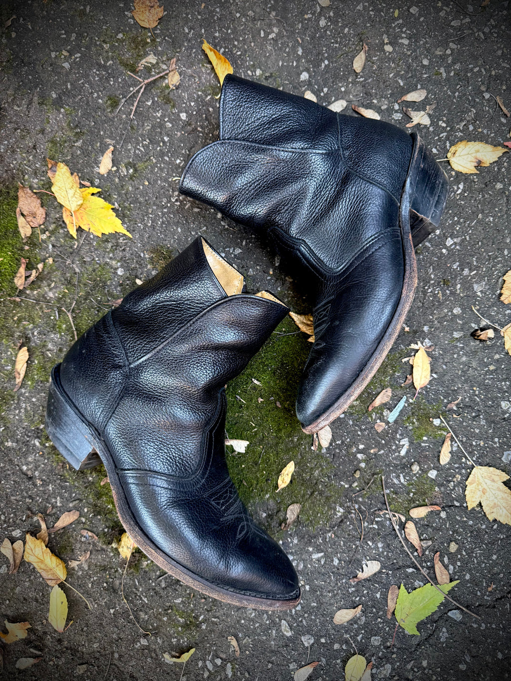 Boulet Black Leather Western Ankle Boots | Women’s 9.5 Wide | Men’s 7.5 Wide