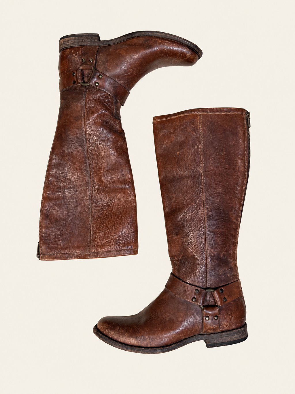 Frye Brown Leather Harness Boots | Women’s 9.5