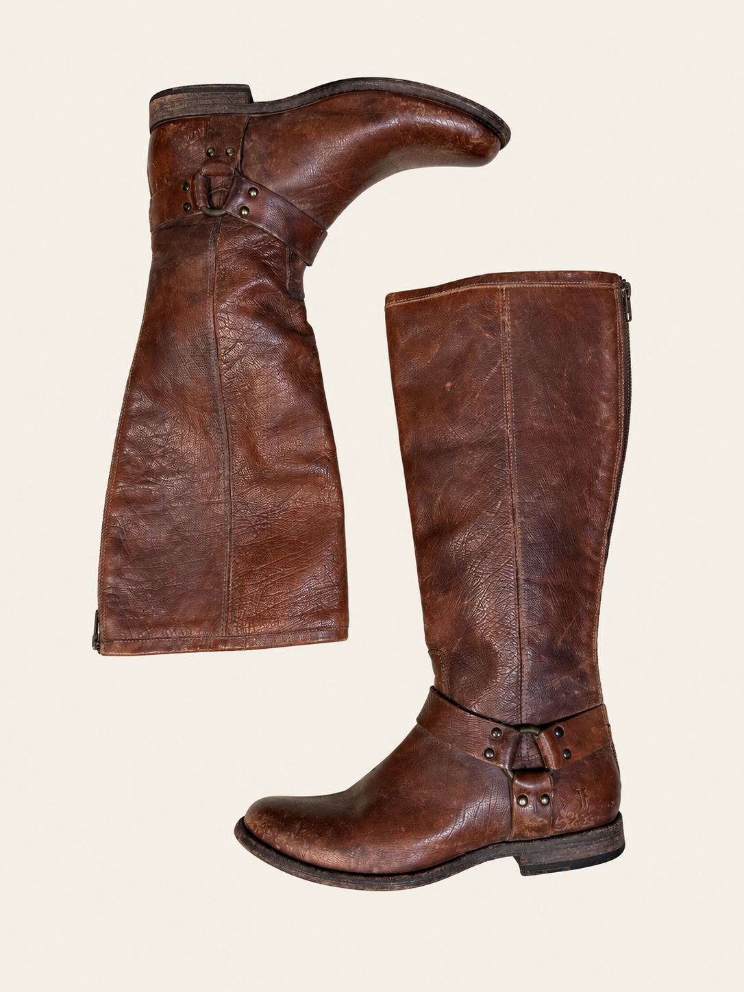 Frye Brown Leather Harness Boots | Women’s 9.5